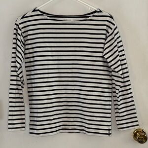 Everlane The Body Striped white black striped knit top, 3/4 sleeves Size Small